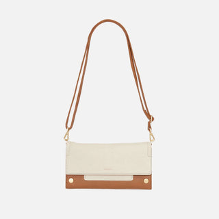 AJ Cream Leather Crossbody Clutch