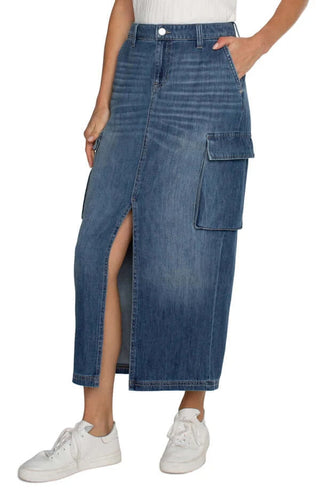 Bellow Maxi Cargo Skirt w/split Front