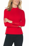 Long Sleeve Mock Neck Knit Top W/ Button Detail
