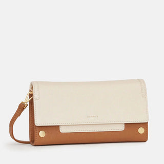 AJ Cream Leather Crossbody Clutch