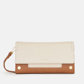 AJ Cream Leather Crossbody Clutch