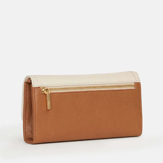 AJ Cream Leather Crossbody Clutch