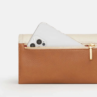 AJ Cream Leather Crossbody Clutch