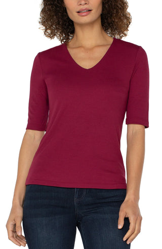 Double Layer V-neck Rib Knit Top