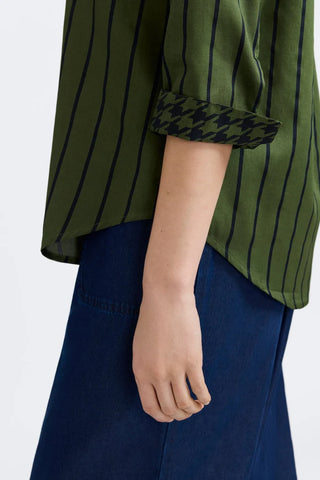 Margie Stripe & Houndstooth 3/4 Sleeve Shirt