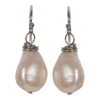 Wire Wrapped Pearl Earring Silver