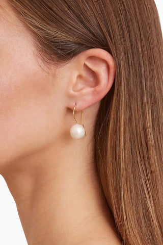 White Baroque Pearl & Gold Drop Earrings