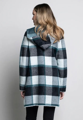 Plaid Hooded Cardigan