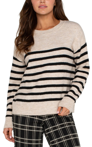 Long Sleeve Crew Neck Drop Shoulder Sweater