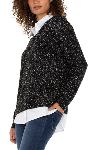 Long Sleeve Twofer Collared Sweater