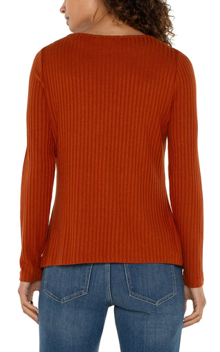 Long Sleeve Boat Neck Knit Top