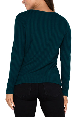 Long Sleeve Boat Neck Knit Top