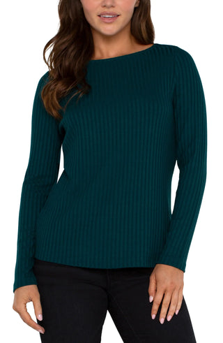 Long Sleeve Boat Neck Knit Top