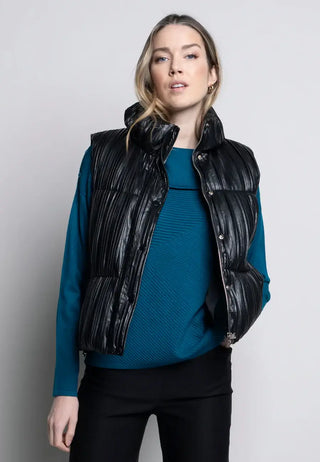 Pleated Polyurethane Puffer Vest