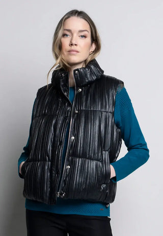 Pleated Polyurethane Puffer Vest