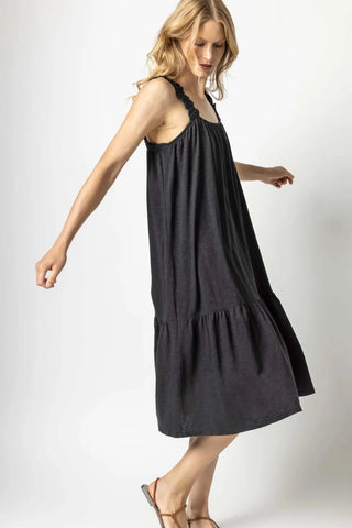 Gathered Strap Peplum Dress