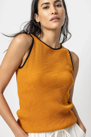 Contrast Binding Crewneck Tank