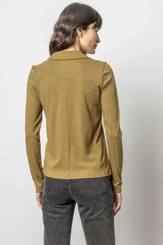 Long Sleeve Collared V-Neck