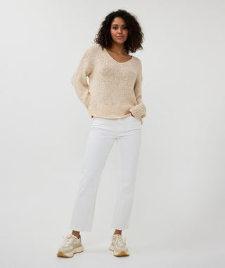 V-neck Tape Yarn Sweater