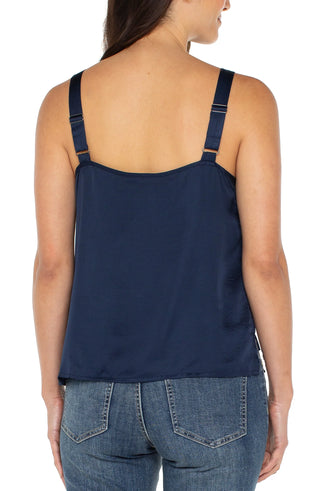 Woven Tank W/ Lace Trim