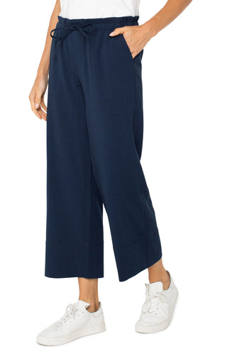 Pull-on Tie Waist Wide Leg Ankle
