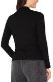 Long Sleeve Mock Neck Knit Top W/ Button Detail
