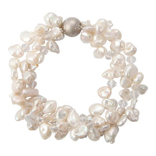3-Strand Keshi Pearl & Ice Crystal Bracelet