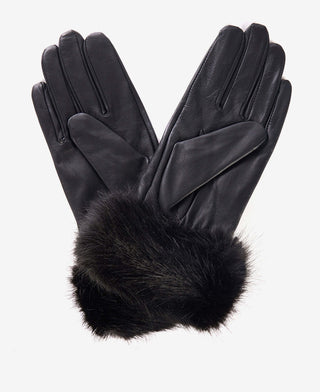 Barbour Fur Trimmed Leather Gloves