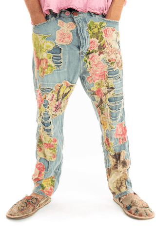 Floral Appliqué Miner Denims