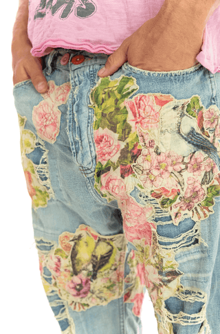 Floral Appliqué Miner Denims