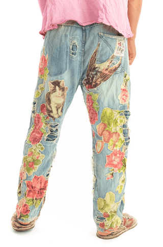 Floral Appliqué Miner Denims