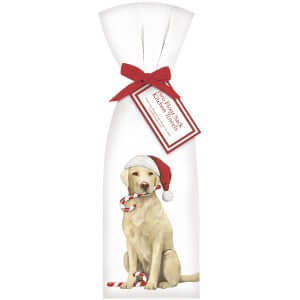 Yellow Lab With Candy Cane Towel